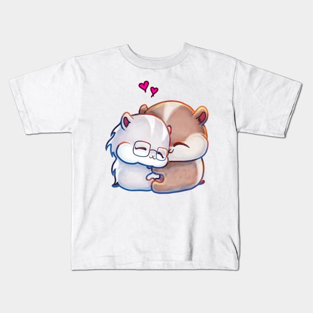 Cute Hamsters - The Hamhams Huggy Hugs Kids T-Shirt by yalitreads